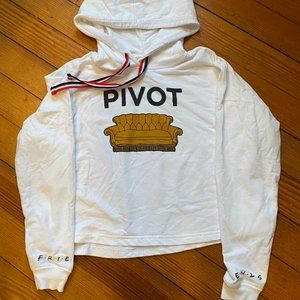 Friends 'PIVOT' White Cropped Hoodie_Size Small